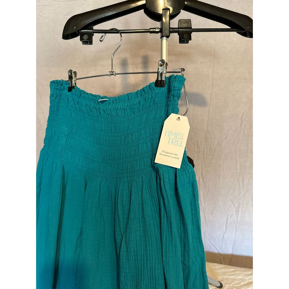 Time & Tru Cotton Gauze Skirt Smocked Waist Tiered Boho Midi NWT XSmall. - Picture 7 of 10